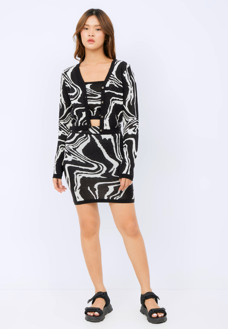Psychedelic Wave Print Cardigan
