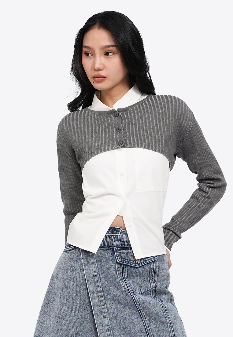 Two Tone Cropped Cardigan