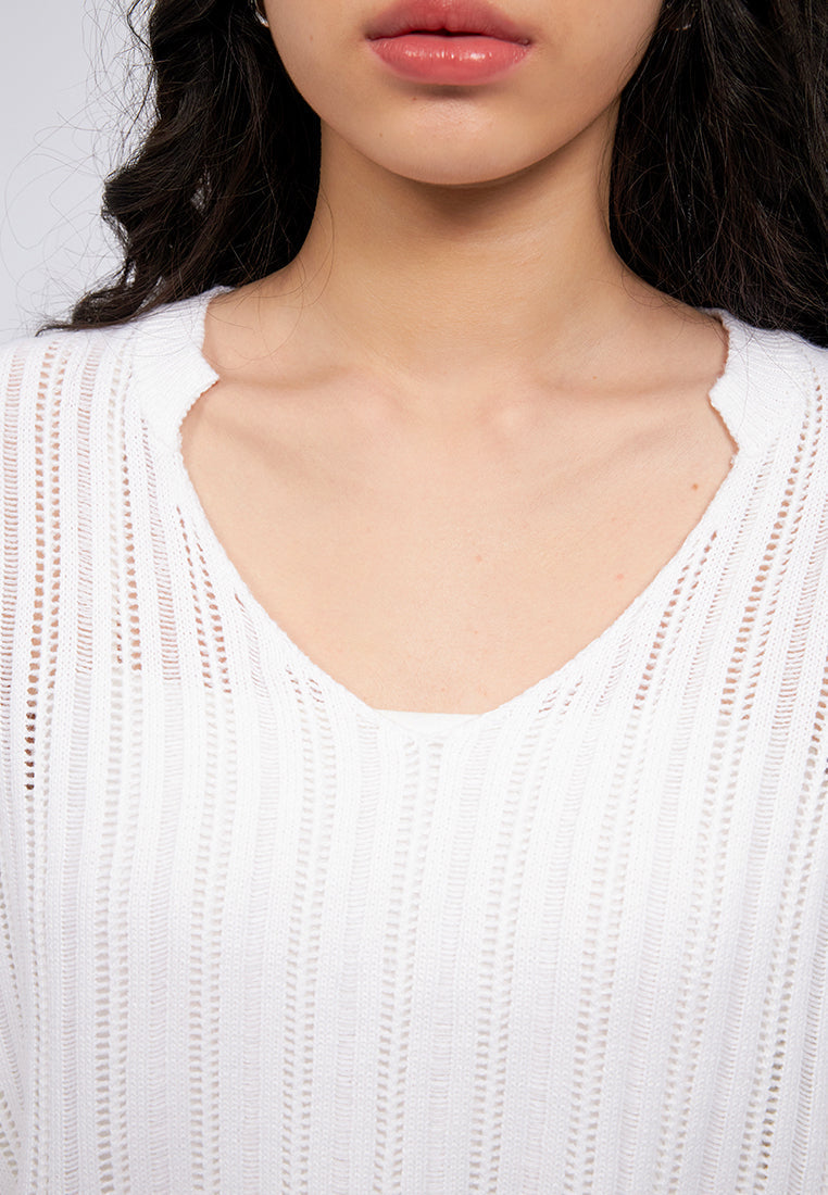 V-Neck Loose Long Sleeve Knit Top