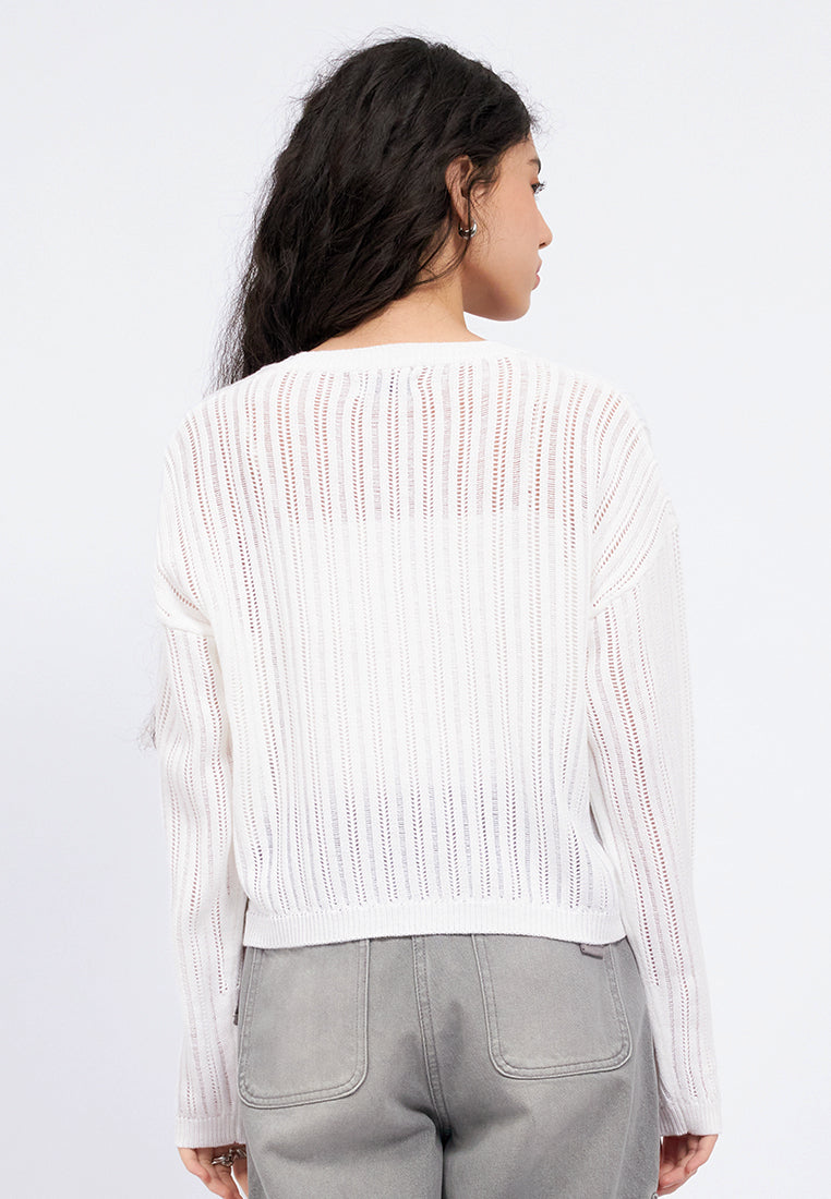 V-Neck Loose Long Sleeve Knit Top