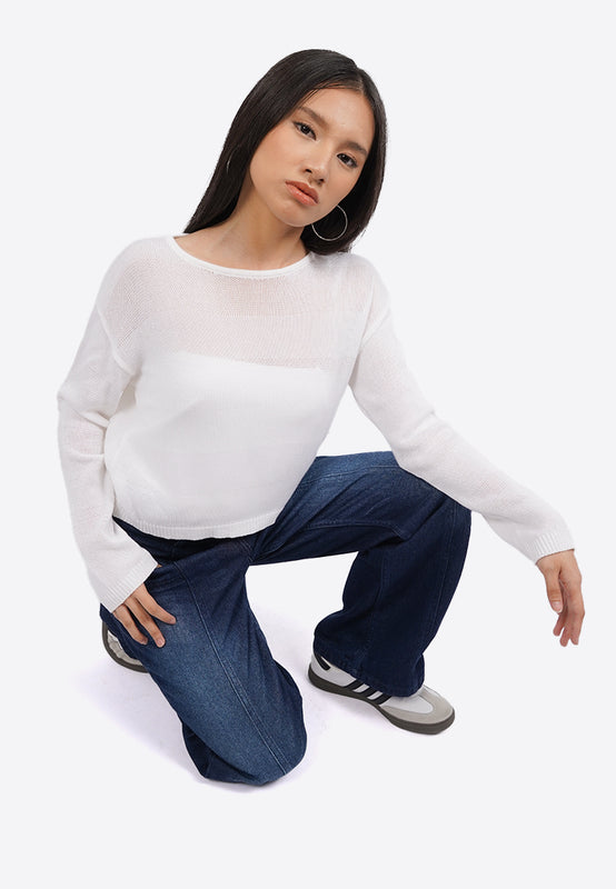 Long Sleeve Textured Knit Sweater