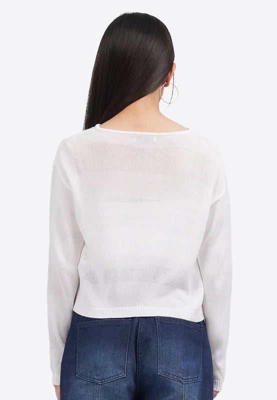 Long Sleeve Textured Knit Sweater