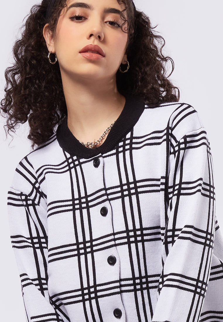Long Sleeve Plaid Cardigan