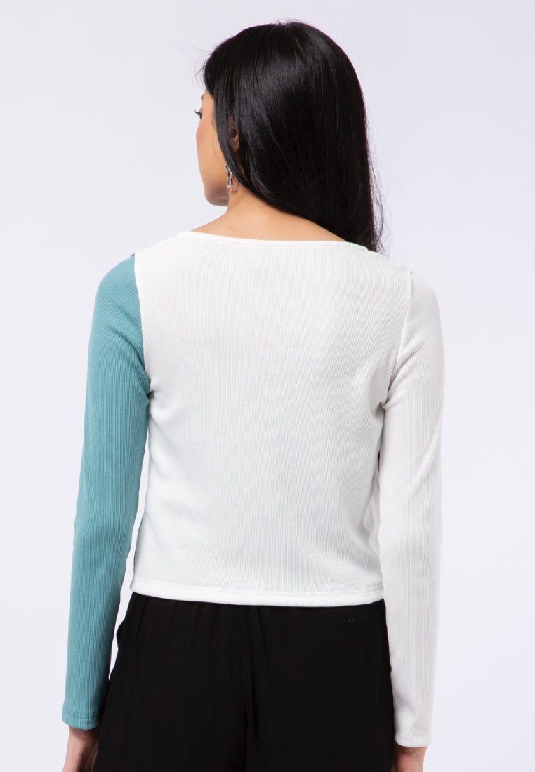 Colorblock Cardigan with Tied Front