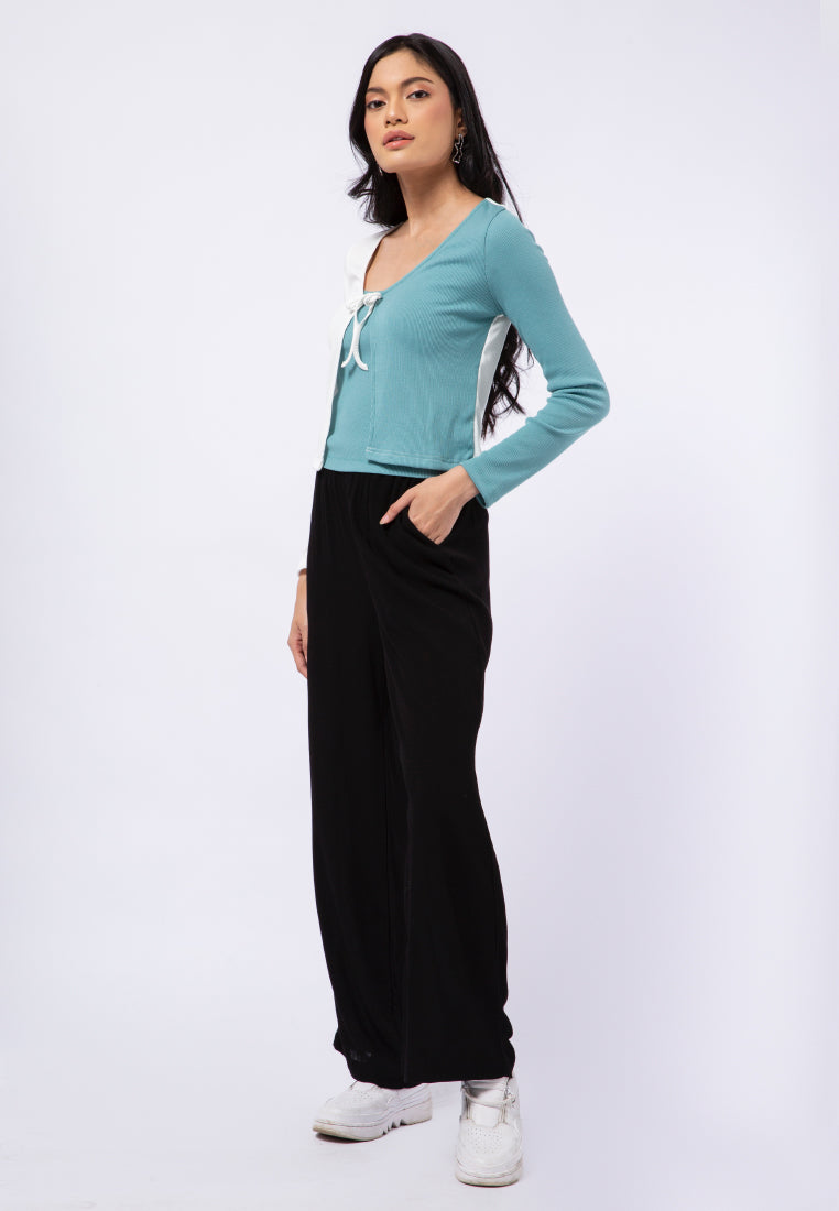 Colorblock Cardigan with Tied Front