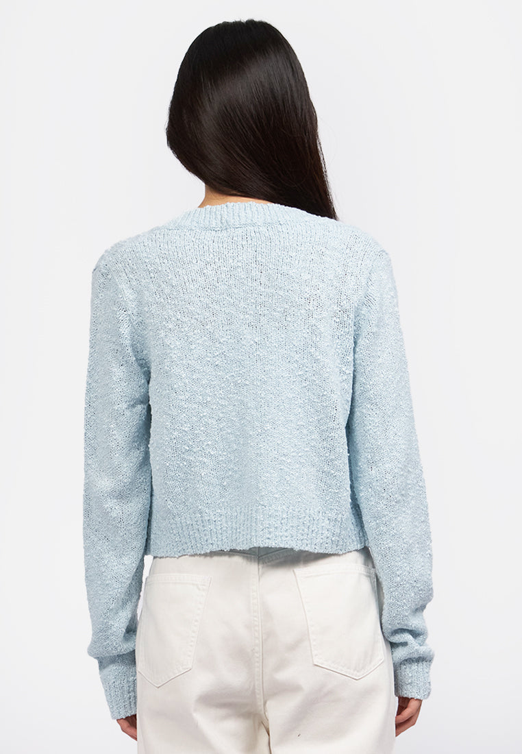 Button Up Long Sleeve Cardigan L.Blue