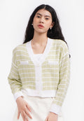 Long Sleeve Tweed Knit Cardigan Sage