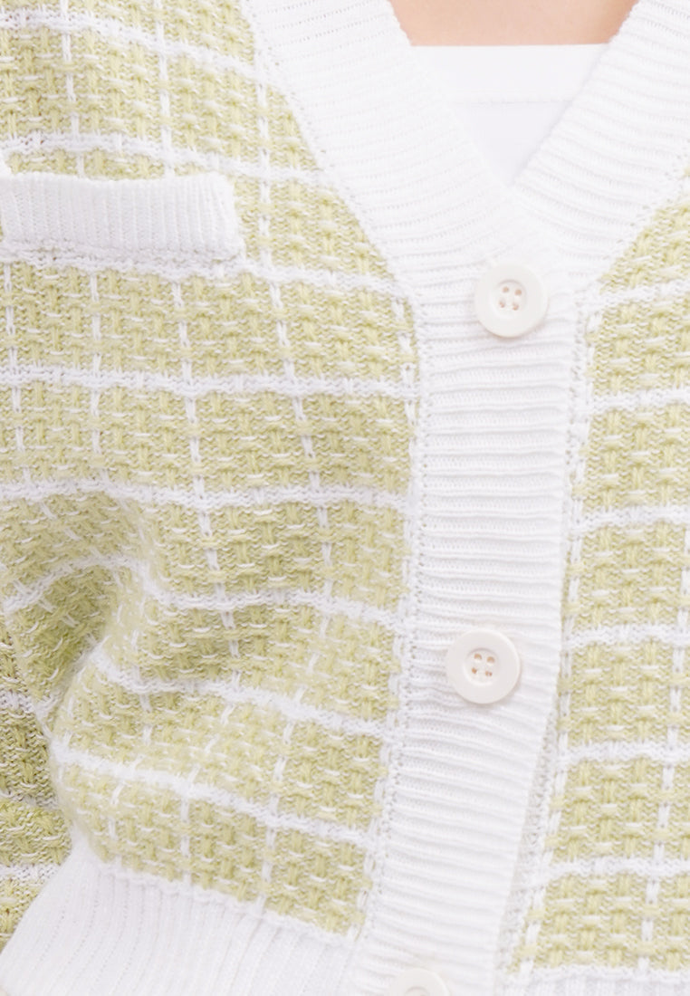 Long Sleeve Tweed Knit Cardigan Sage