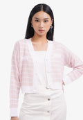 Long Sleeve Tweed Knit Cardigan L.Pink