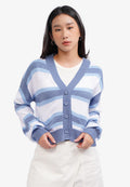 Stripes Knit Cardigan Blue