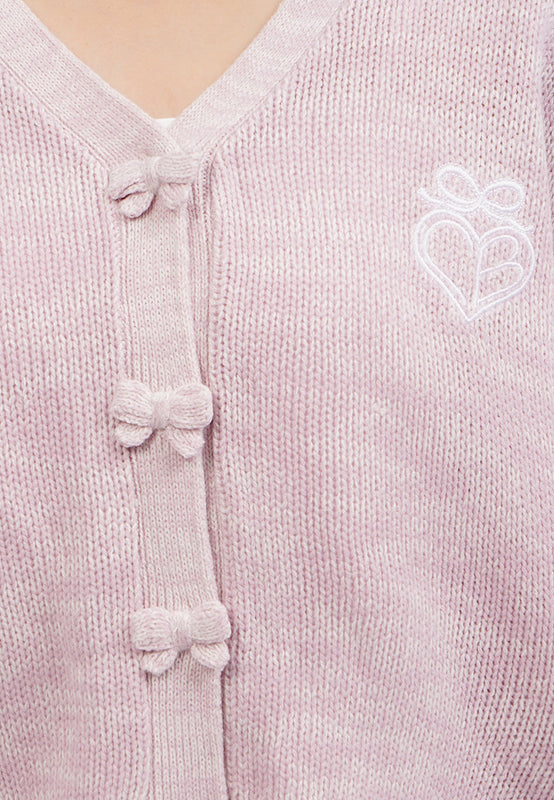 Heart Embroidery Long Sleeve Cardigan
