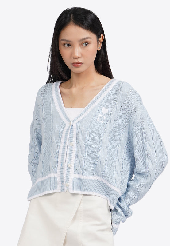 Long Sleeve Varsity Knit Cardigan