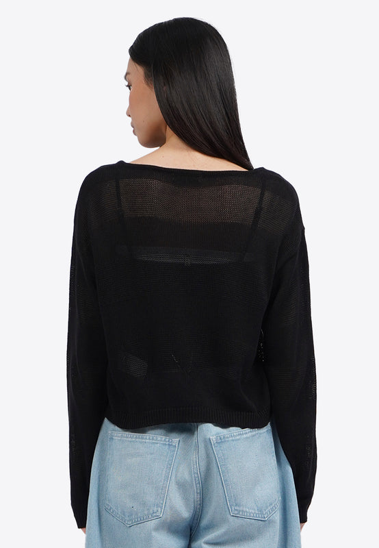 Textured Long Sleeve Knit Sweater