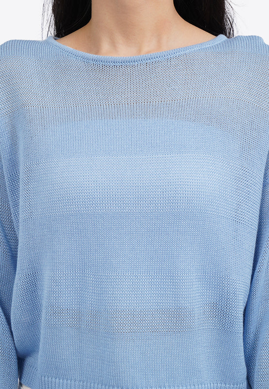 Textured Long Sleeve Knit Sweater