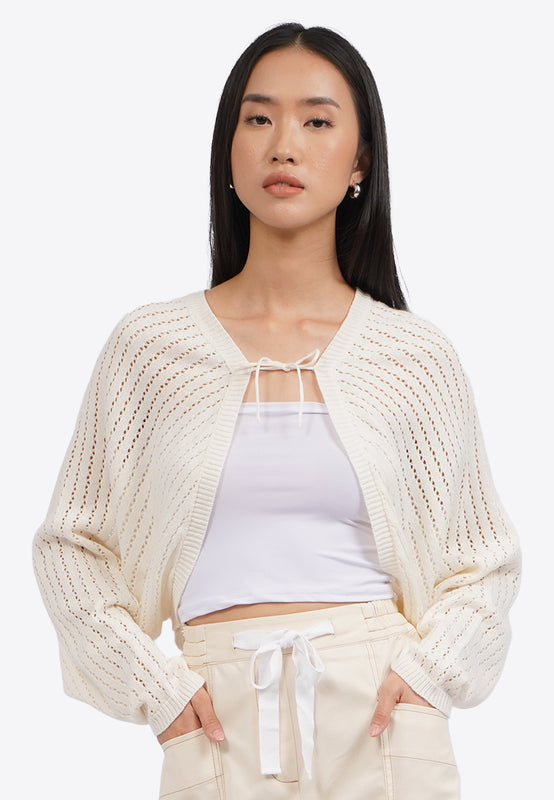Front Tie Knit Bolero Top