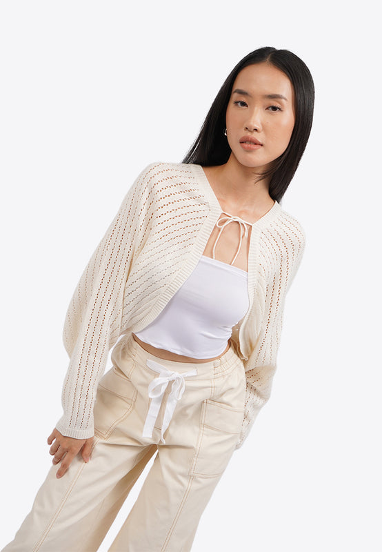 Front Tie Knit Bolero Top