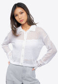 Hole Knit Collar Cardigan
