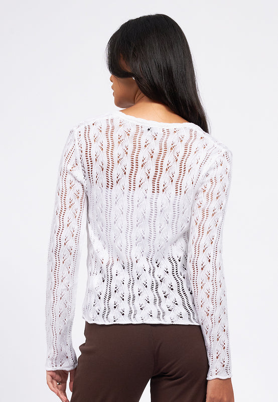 Openwork Long Sleeve Knit Cardigan