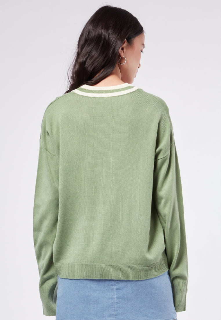 Slouchy Cardigan with Stripe Details