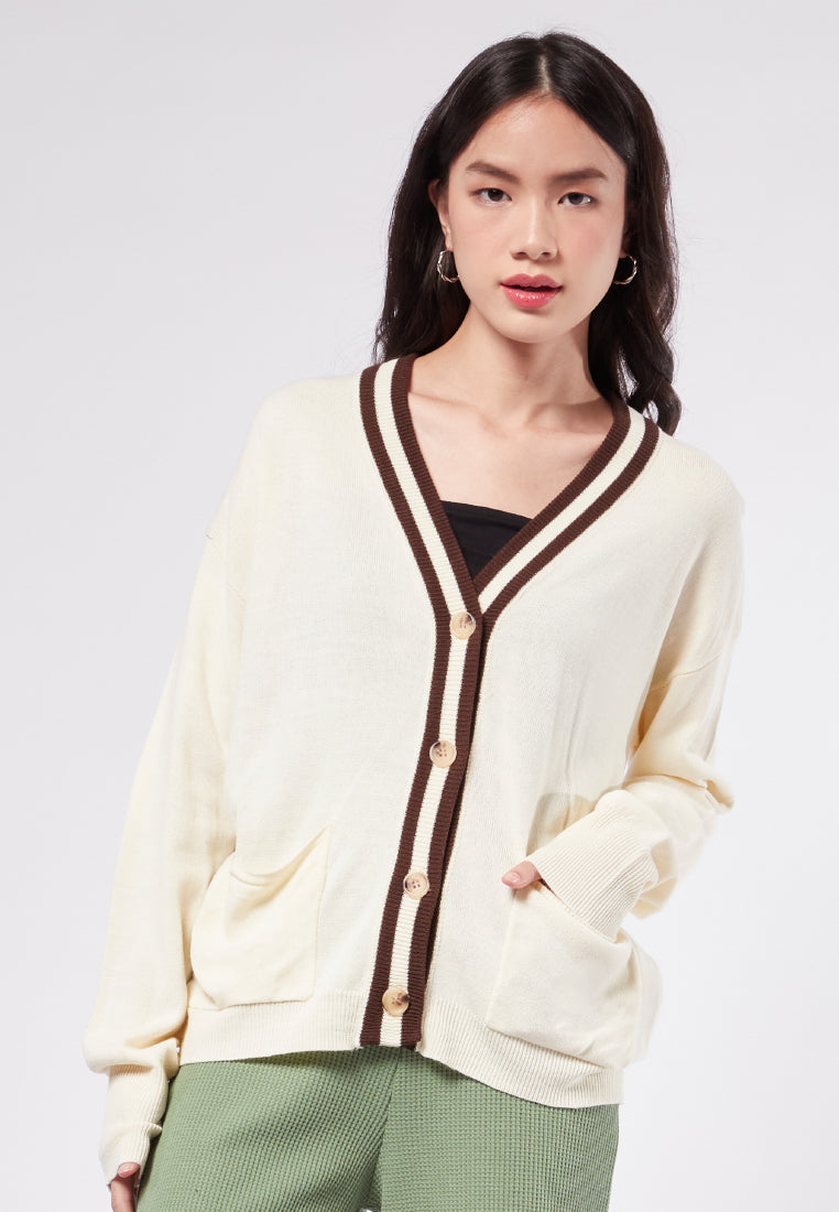 Slouchy Cardigan with Stripe Details