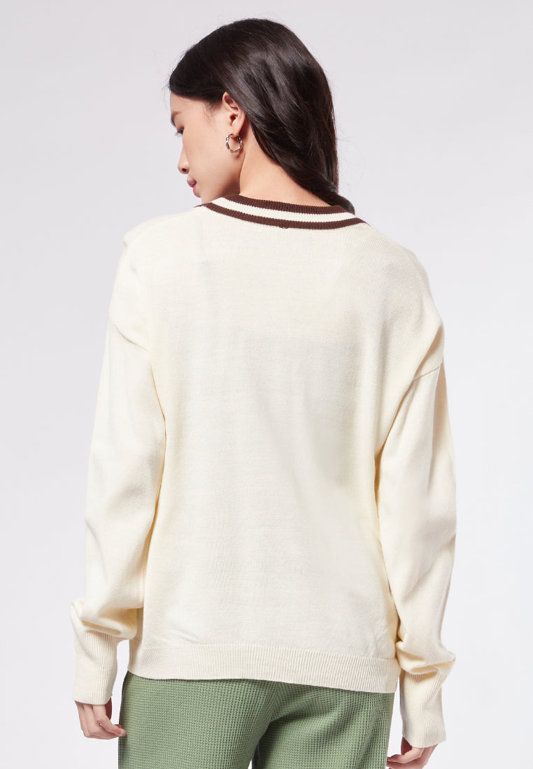 Slouchy Cardigan with Stripe Details