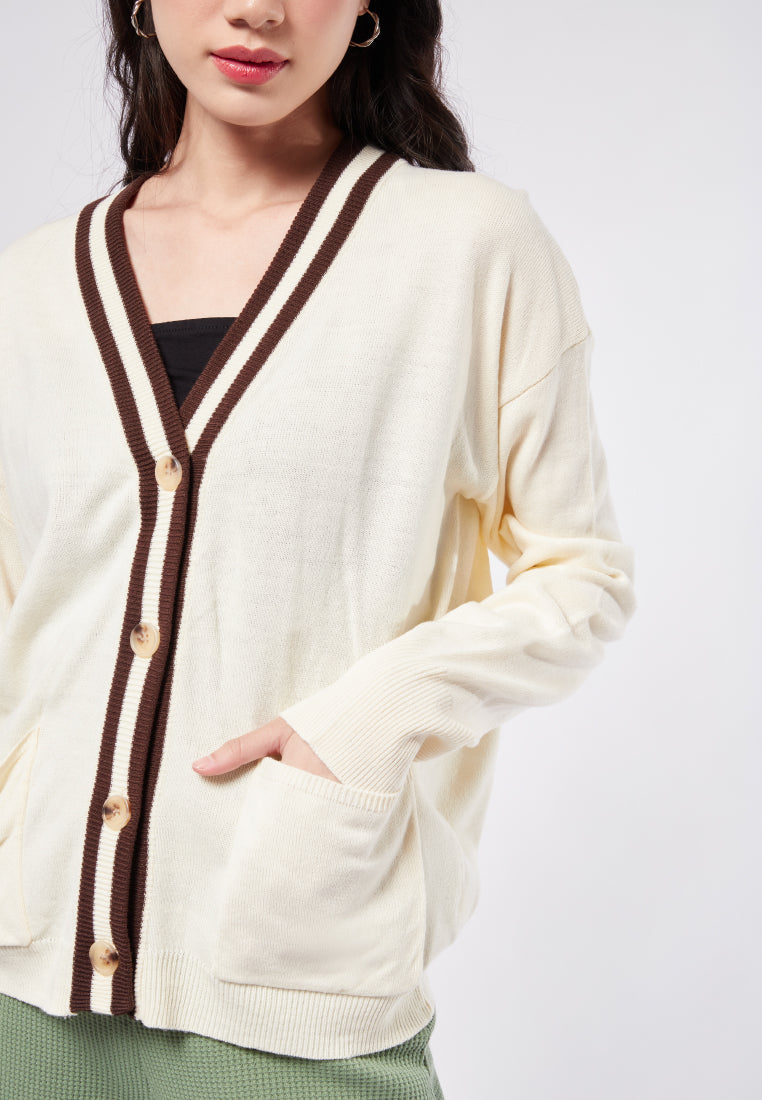 Slouchy Cardigan with Stripe Details