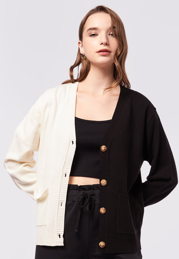 Colorblock Slouchy Knit Cardigan