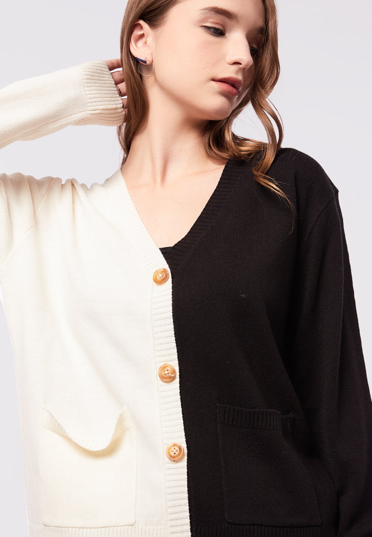 Colorblock Slouchy Knit Cardigan
