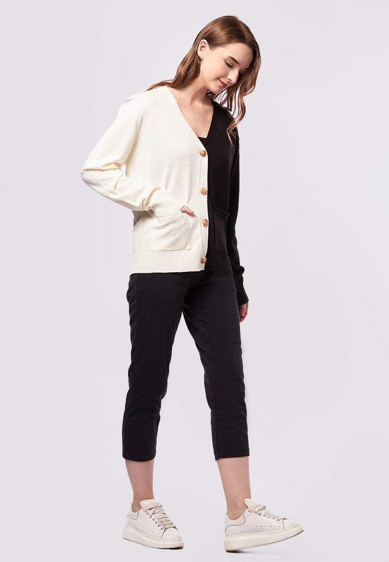 Colorblock Slouchy Knit Cardigan