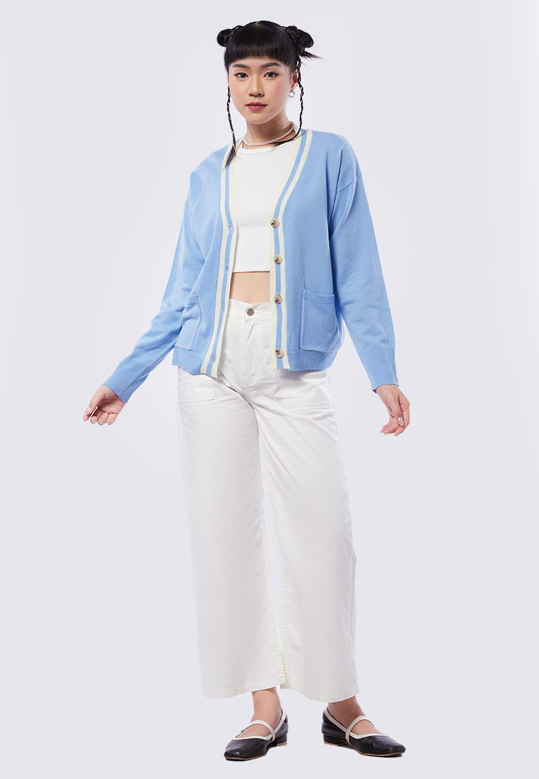 Contrast Lining Slouchy Cardigan