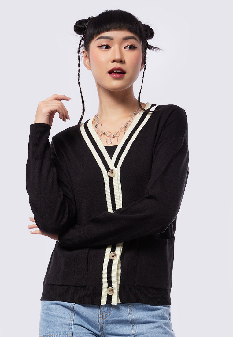 Contrast Lining Slouchy Cardigan