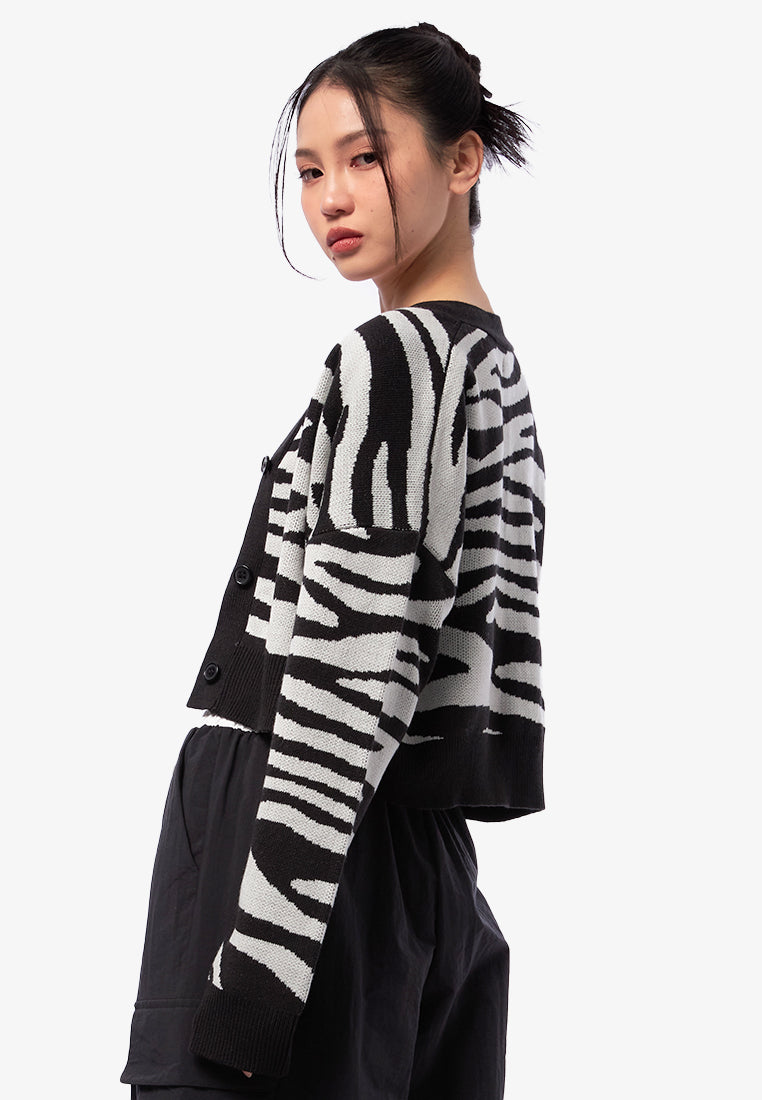 Printed Long Sleeve Cardigan