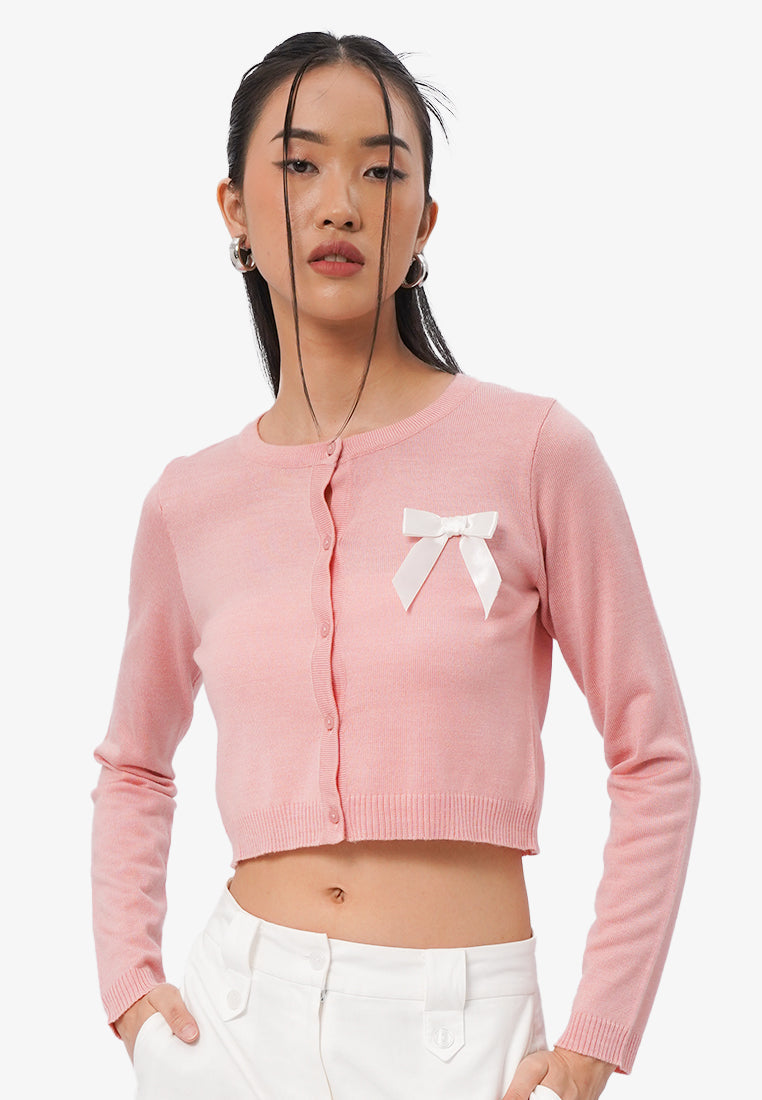 Crop Knit Cardigan L.Pink