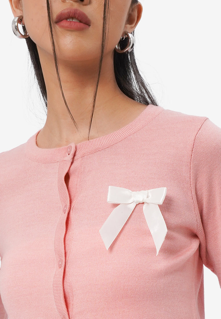Crop Knit Cardigan L.Pink
