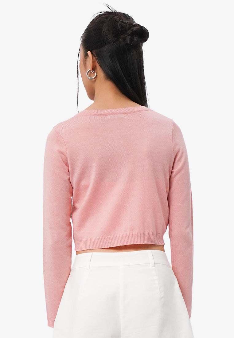 Crop Knit Cardigan L.Pink