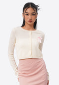 Crop Knit Cardigan Off White