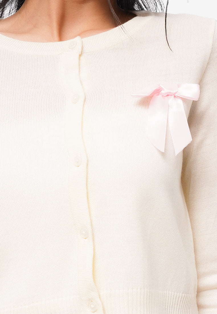 Crop Knit Cardigan Off White