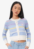 Striped Long Sleeve Crop Cardigan L.Blue
