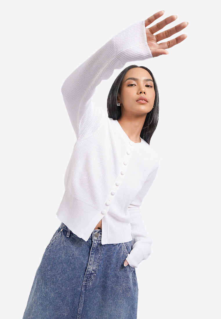 Buttoned Up Round Neck Cardigan