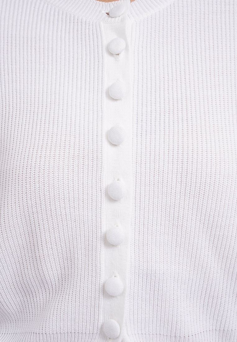 Buttoned Up Round Neck Cardigan