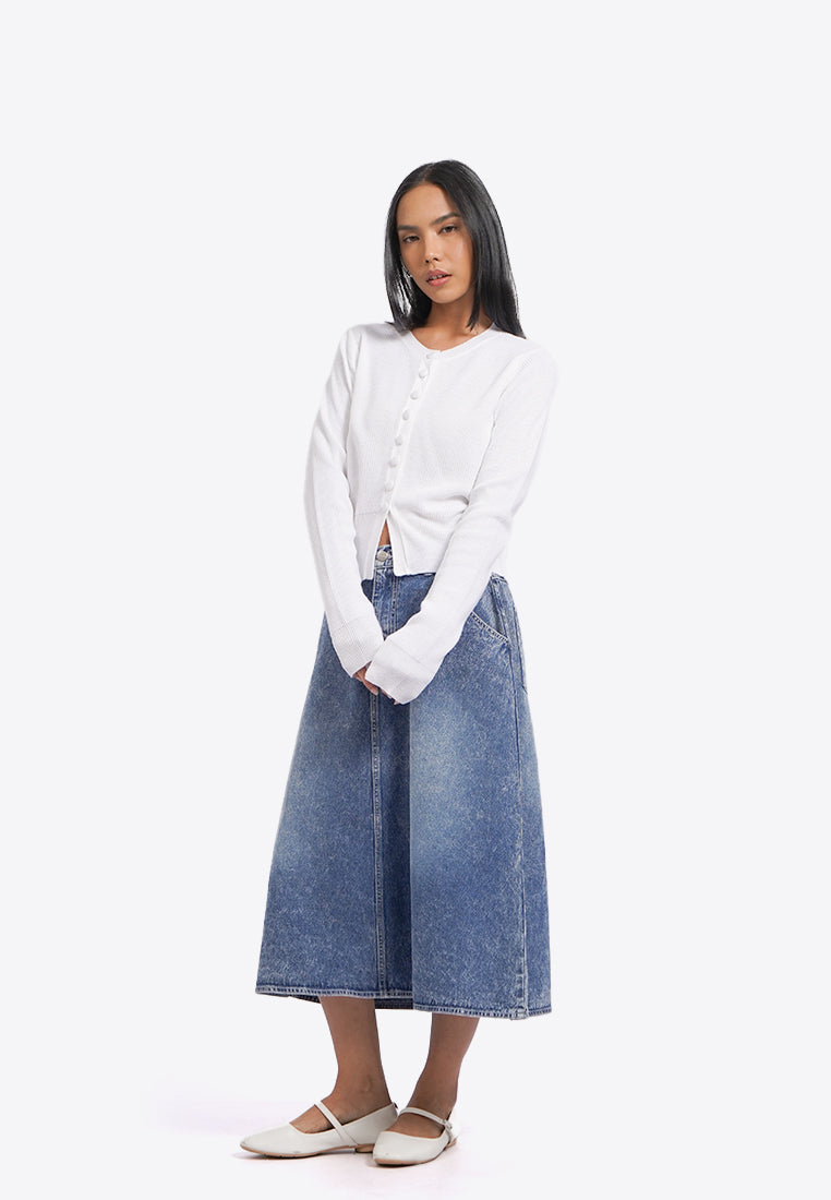Buttoned Up Round Neck Cardigan