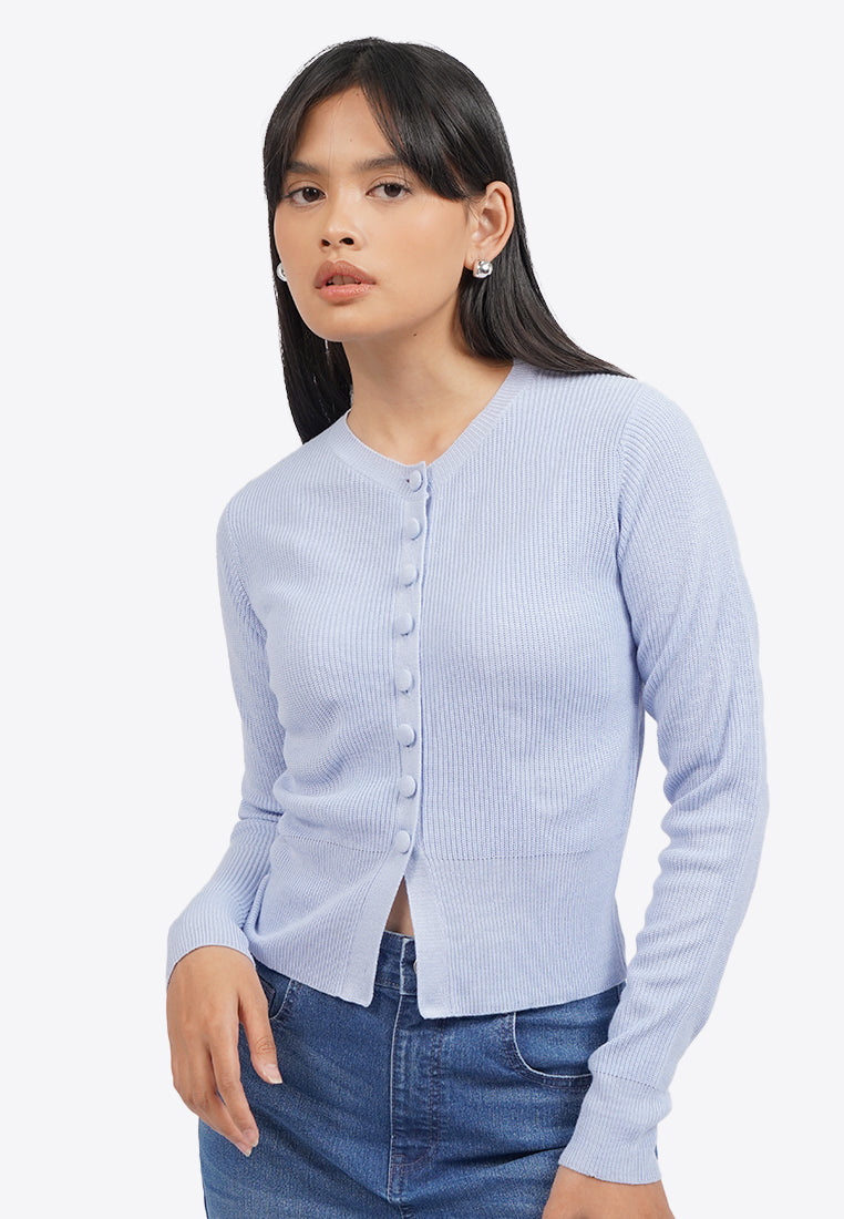 Buttoned Up Round Neck Cardigan