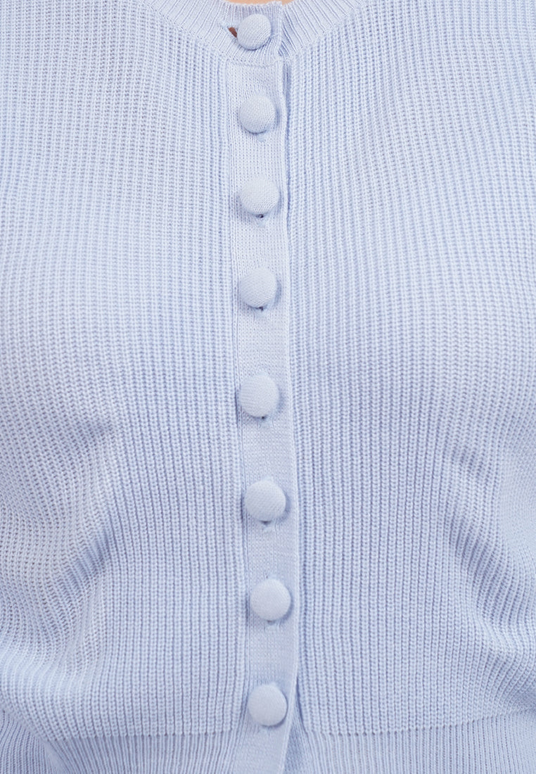 Buttoned Up Round Neck Cardigan