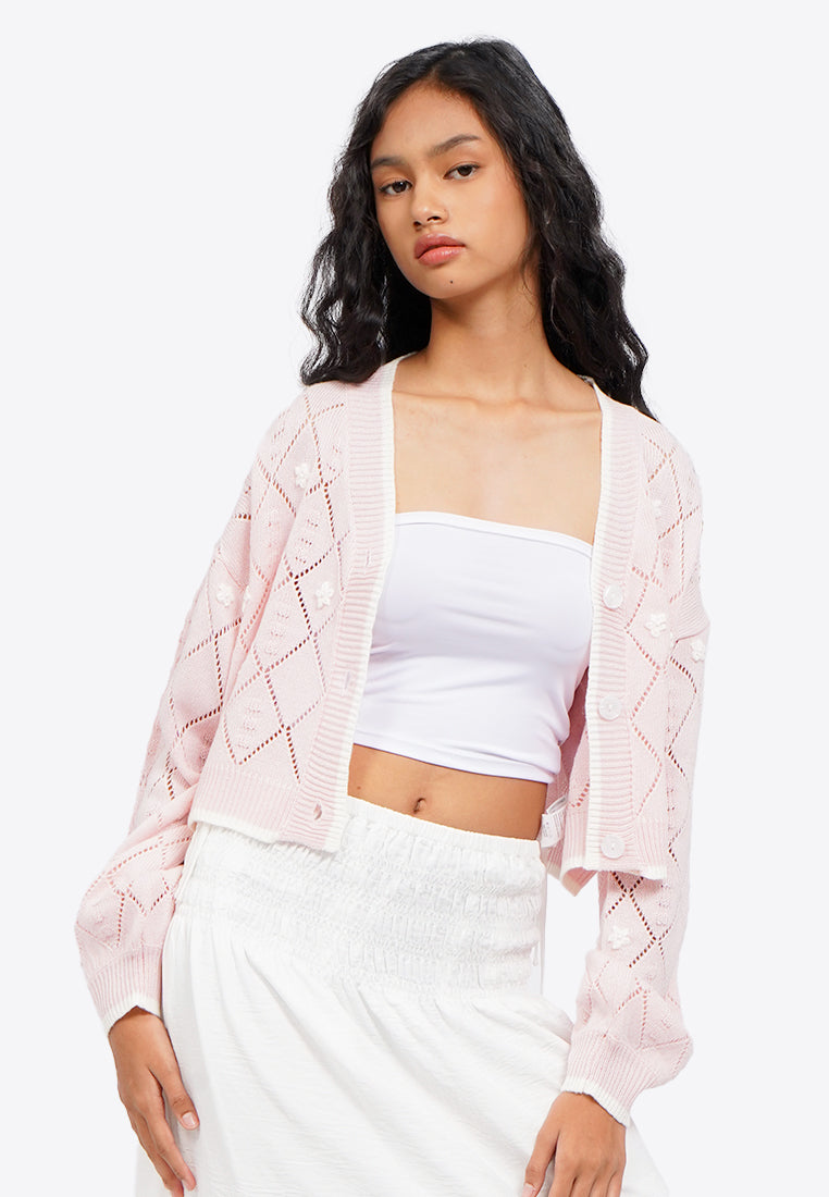 Embroidered Long Sleeve Cardigan
