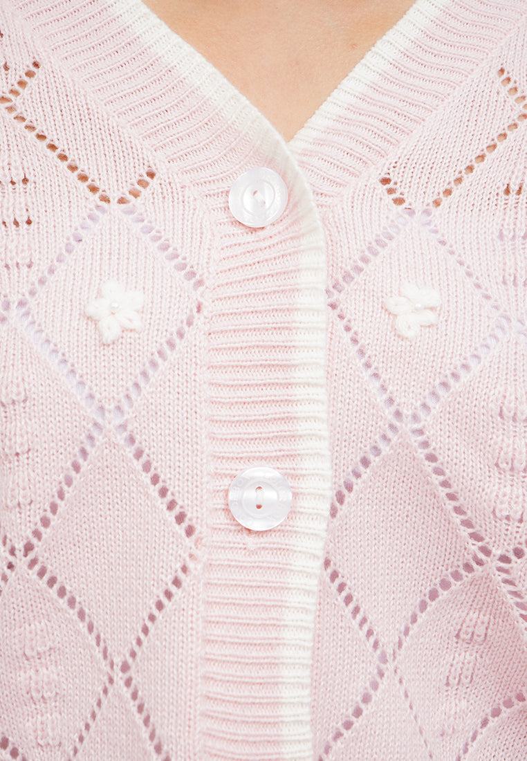 Embroidered Long Sleeve Cardigan