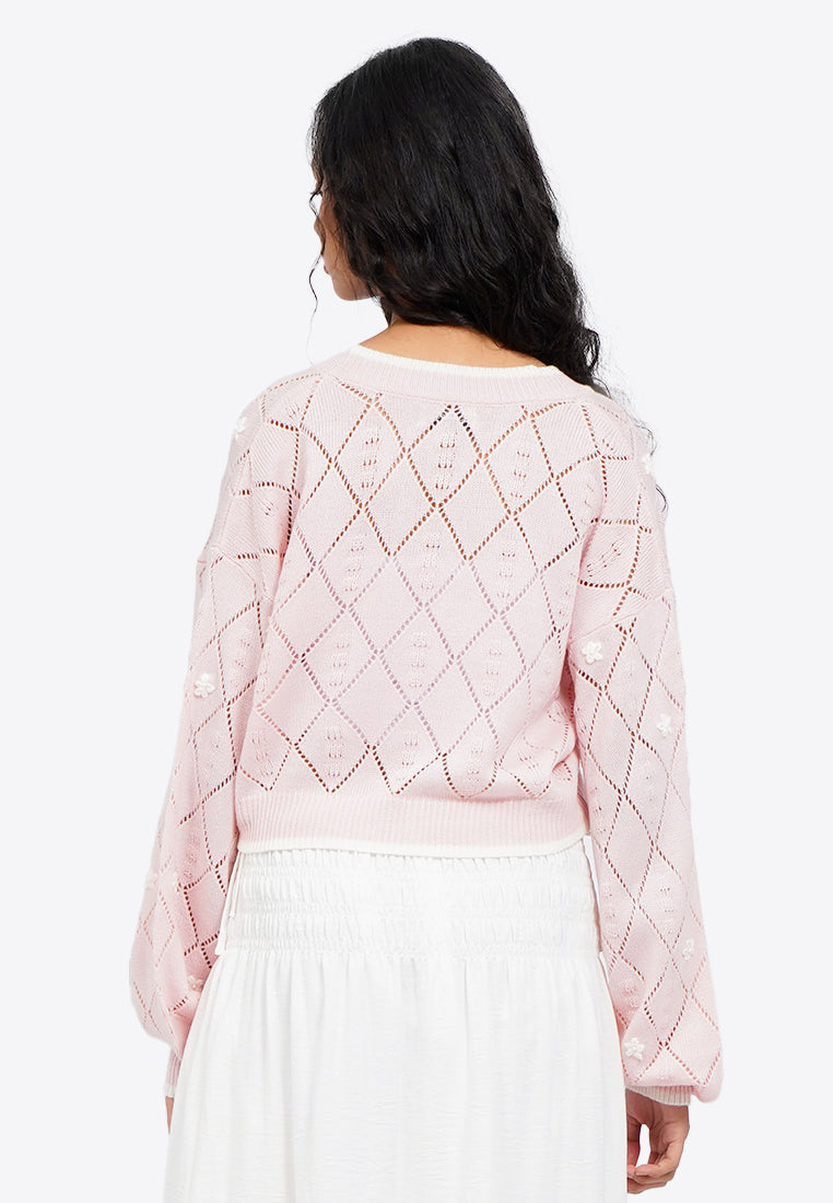 Embroidered Long Sleeve Cardigan