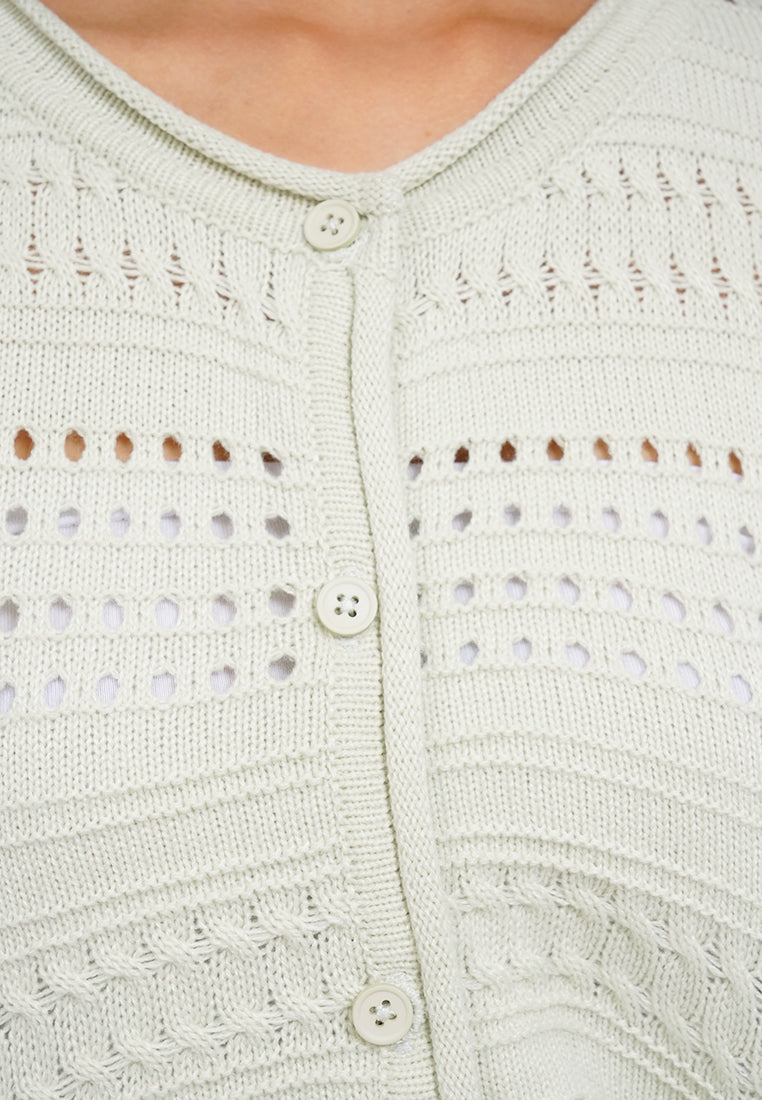Round Neck Long Sleeve Cardigan