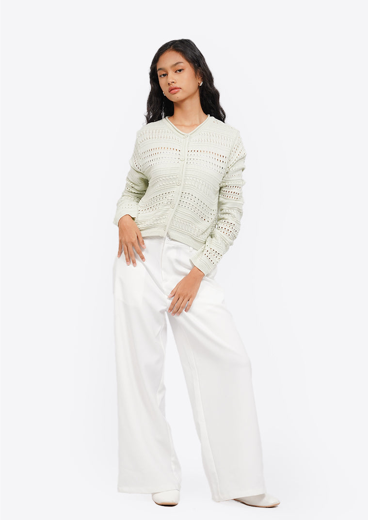 Round Neck Long Sleeve Cardigan