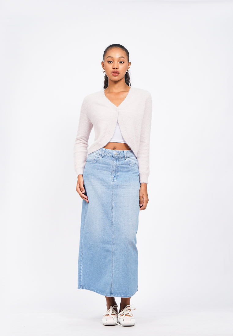 Textured Long Sleeve Crop Cardigan