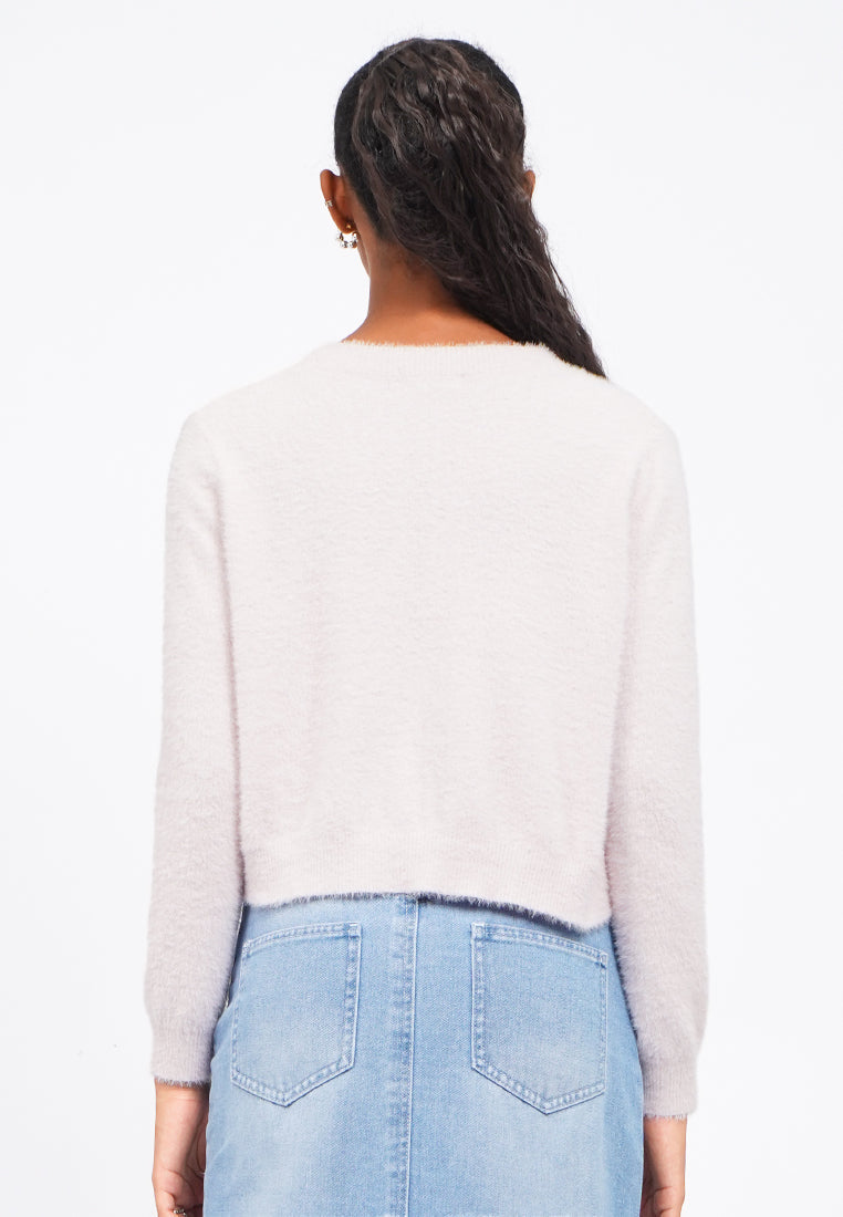 Textured Long Sleeve Crop Cardigan